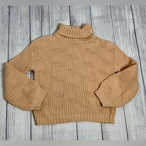 Max Studio Kids Tan Cable Knit Turtleneck Sweater Size L (10/12)